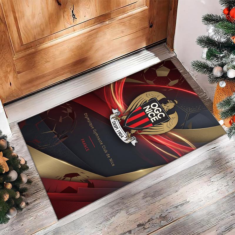 OGC Nice FC Soccer Football Pattern Soft Area Rug Non Slip Indoor Floor Carpet Sports Decor Mat for Bedroom