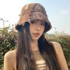 Patched Retro Fisherman Hat Beggar Style Sun Protection Basin Cap Niche Plaid Bucket Hat  Unisex