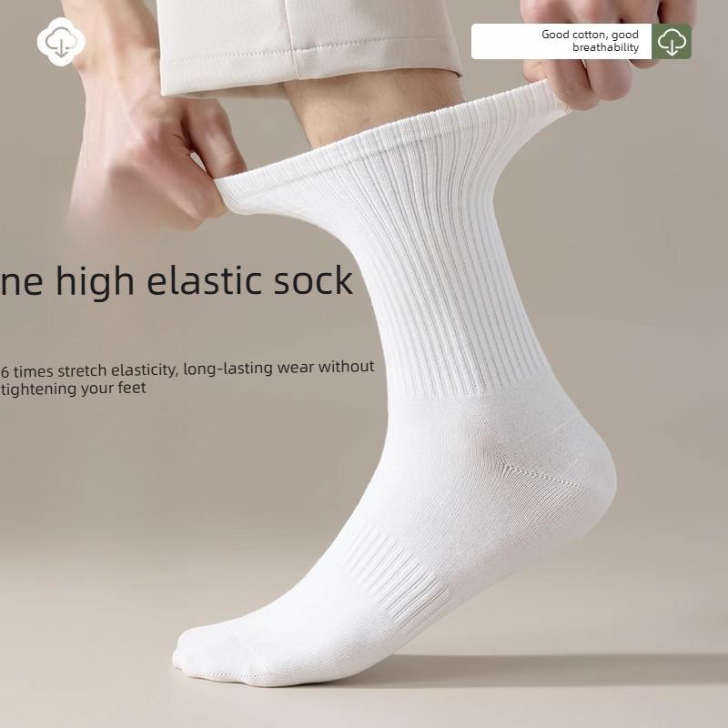 Herren Frühling und Herbst Reine Baumwolle 10A Antibakteriell Deodorant Schweißabsorption Anti-Pilling Lange Socken