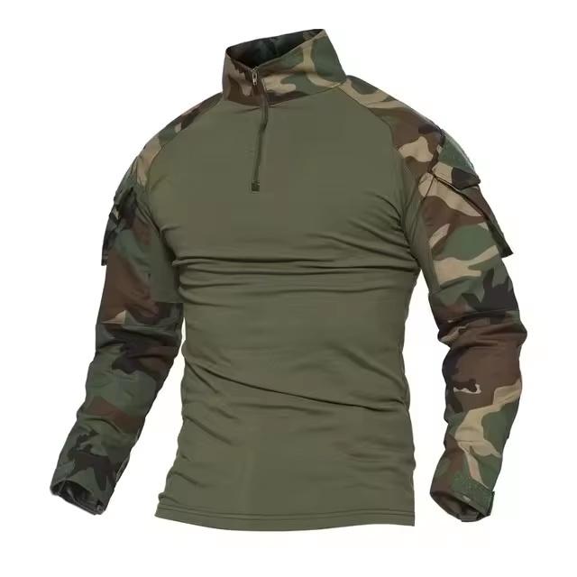 Herren Outdoor Taktische Wander-T-Shirts, Jagd Tarnung Langarm Jagd Klettershirt, Herren Atmungsaktive Sportbekleidung