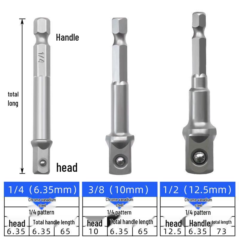 Hex Shank To Square Drive Socket Adapter for Electric Wrenches