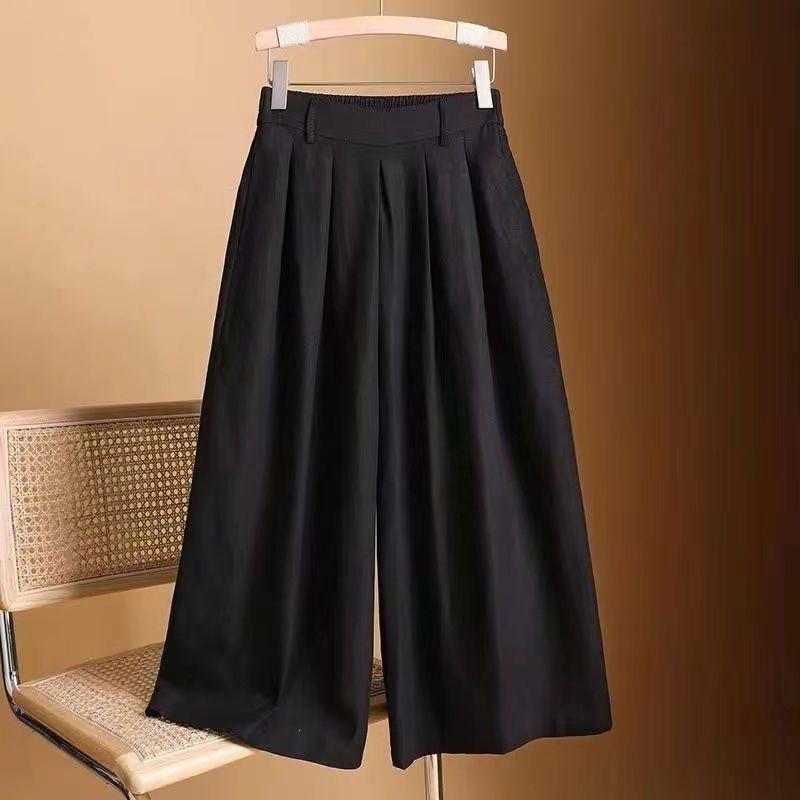 Pantaloni Largi de Damă cu Talie Înaltă din Bumbac și In - Subțiori, Croială Largă, Stil Casual de Vară