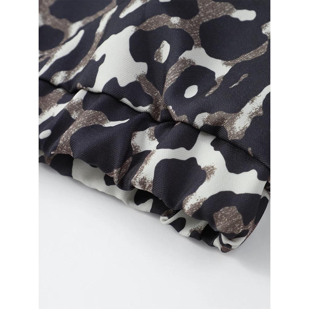 Женская куртка с круглым вырезом и леопардовым принтом в стиле ретро — фото 7