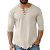 Mens Casual Long Sleeve Henley Shirt Four Button Front Lightweight Pullover Slim Fit Crew Neck Top