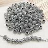 10Pieces European Style Spacer Beads with Large Holes Silver Round Spacer Beads Accessory for Creative Jewellery Making