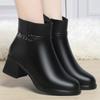 Mom shoes autumn and winter short boots women's, new single boots thick heel winter shoes short velvet boots    and elderly women's boots