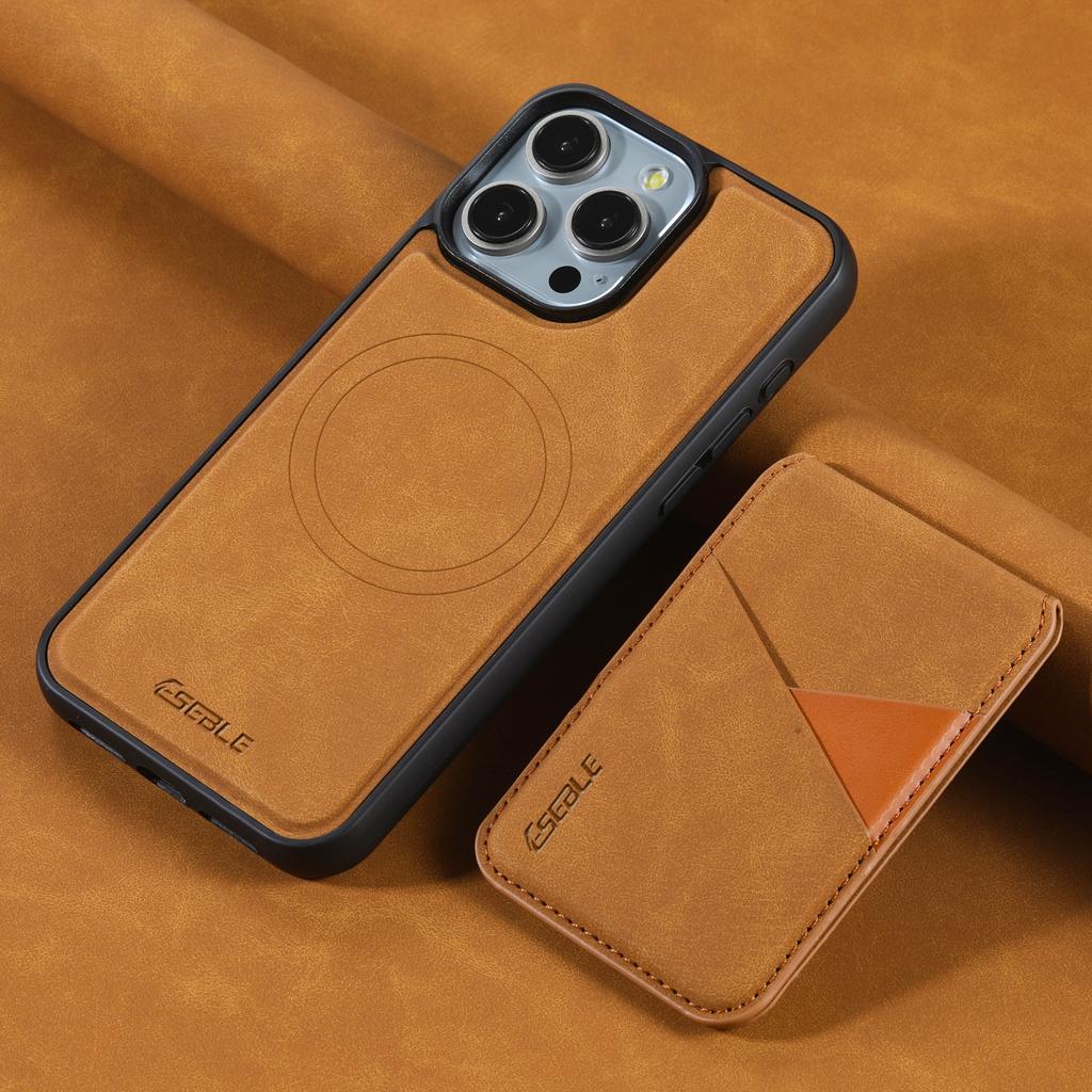 ESEBLE E2 For iPhone 16 Pro Max Magnetic Case RFID Blocking Retro Leather Back Cover with Detachable Card Holder