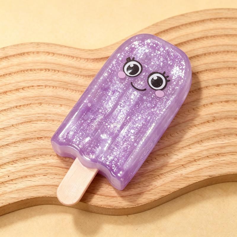 Glitzer-Eis am Stiel Quetsch-Slow-Rising Stressabbau-Spielzeug Niedliches Eiscreme-Quetschspielzeug Weiches Mochi-Spielzeug für Kinder Geschenk Schreibtischdekoration