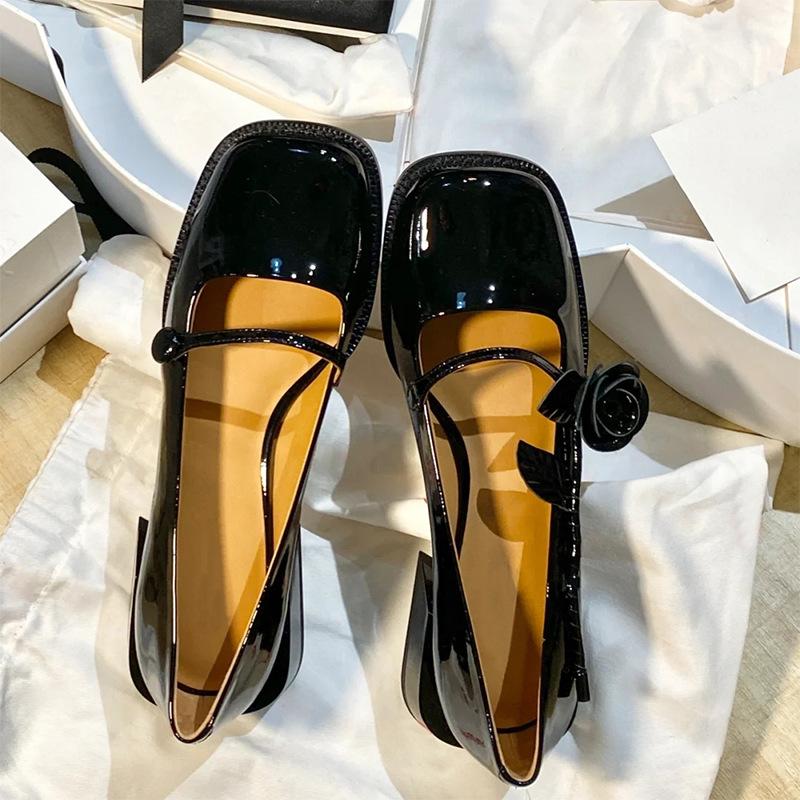 

Женские элегантные кожаные туфли, удобные новейшие туфли в стиле ретро, ​​розовые туфли на толстом высоком каблуке, туфли Мэри Джейн в сказочном стиле