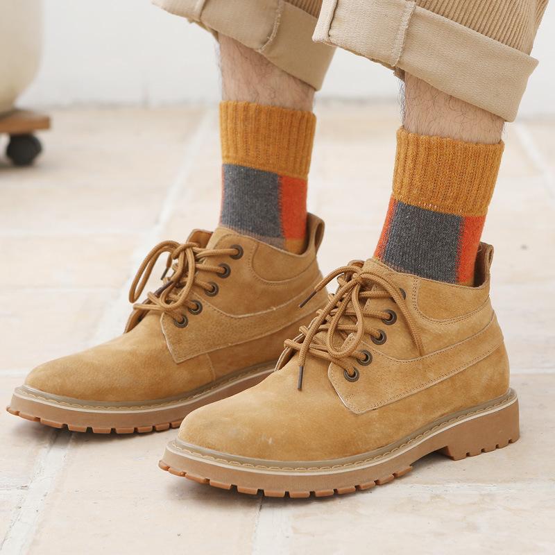 5/10 Pairs Autumn Winter Thickened Warm Fleece Socks Men's Colour Block Checkered Mid Calf Cotton Towel Socks Long Socks Comfortable