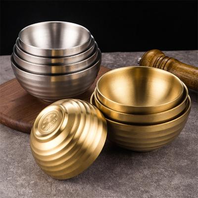 Double Layer Anti-Scalding Stainless Steel Bowl Korean  Ramen Soup Noodle Fruit Bowls Creative Food Container Kitchen Tableware