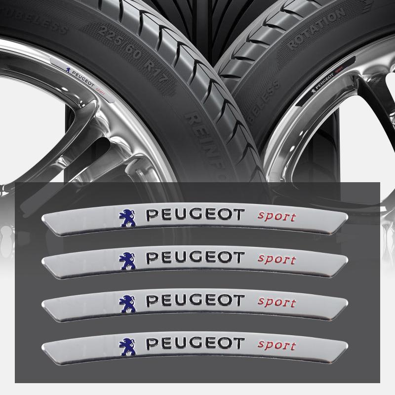 4 Stück Aluminiumlegierung Auto Radnaben Aufkleber für Peugeot 206 307 308 207 3008 J208 407 508 2008 5008 301 406 408 607 4008 Rifter