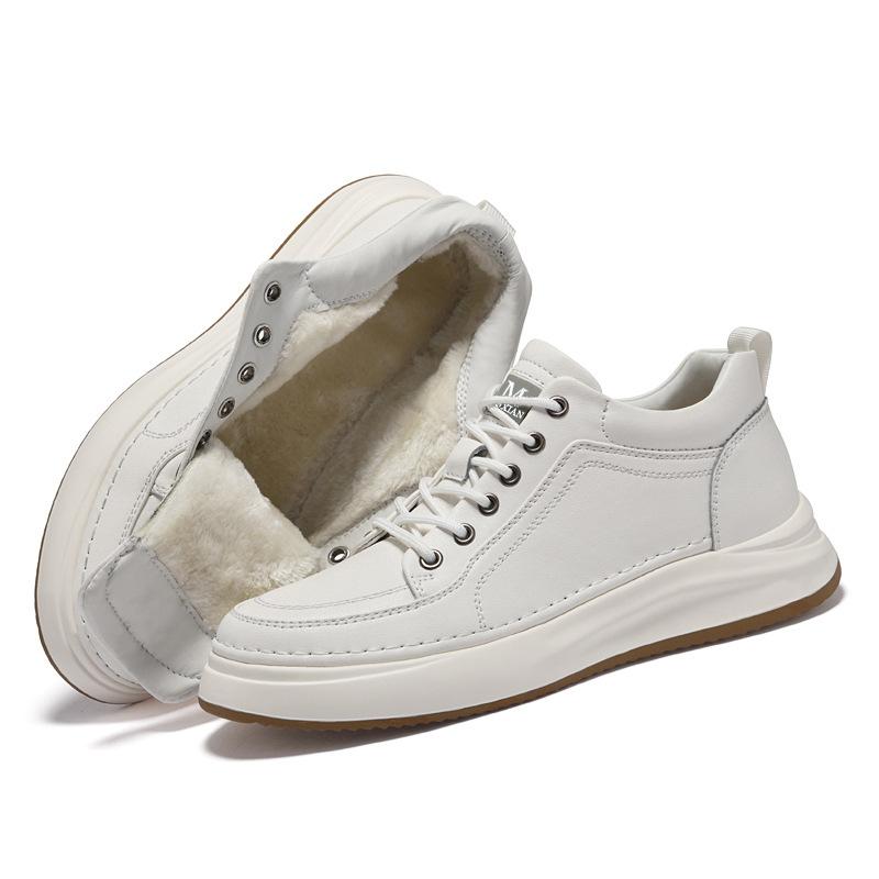 First Layer Cowhide Little White Shoes Men's Spring and Autumn Leather Business Board Shoes Men's Mid-top Retro Leather Shoes Men's Suit Men's Shoes