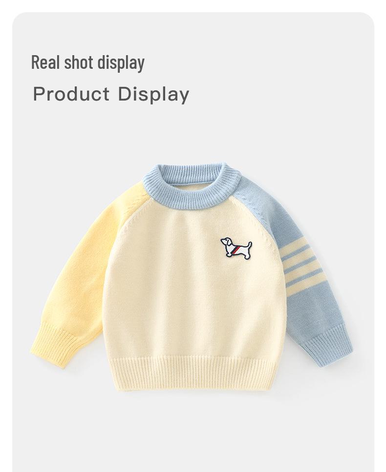 DUUDUU 2025 New Korean Style Baby Boys' Knit Sweater - Autumn/Winter Base Layer