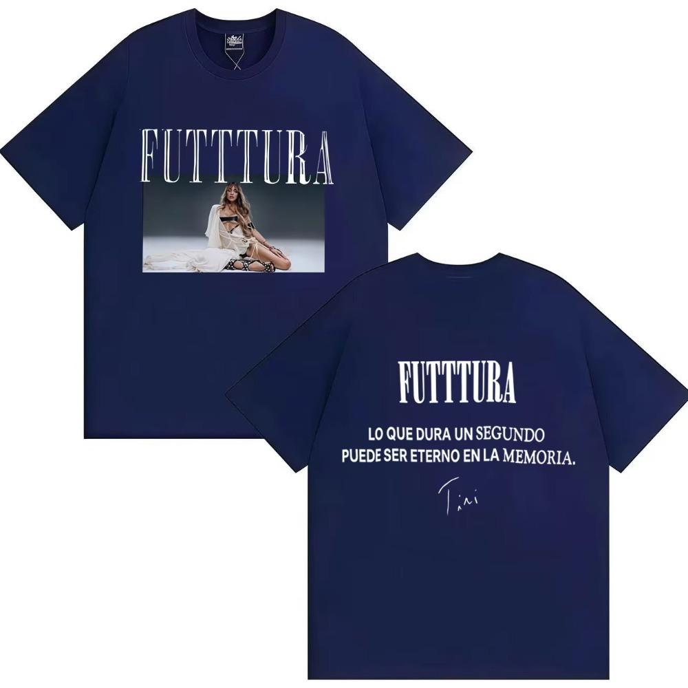 Hot Singer TINI Futttura 2025 Tour Merch Double Sided Print Aesthetic Y2K Short Sleeve Tshirt Mens Hip Hop Casual Hot Sale Tees