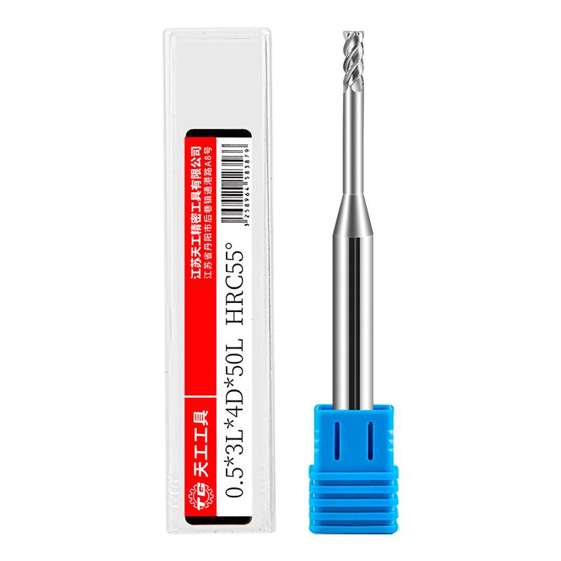 Tiangong Wolframová ocel R0.5 Kulová fréza 0.75 Legovaný krček, 2břitá, 55° Potažená, Prodloužená Hluboká drážka 1, 1.25