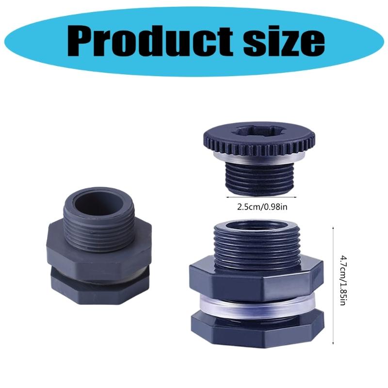 5Pcs Fish Tank Bulkhead Pipe Joint PVC Plastic Water Tank Connector Garden Spigot Adapter 3/4inch Water Tank Joint