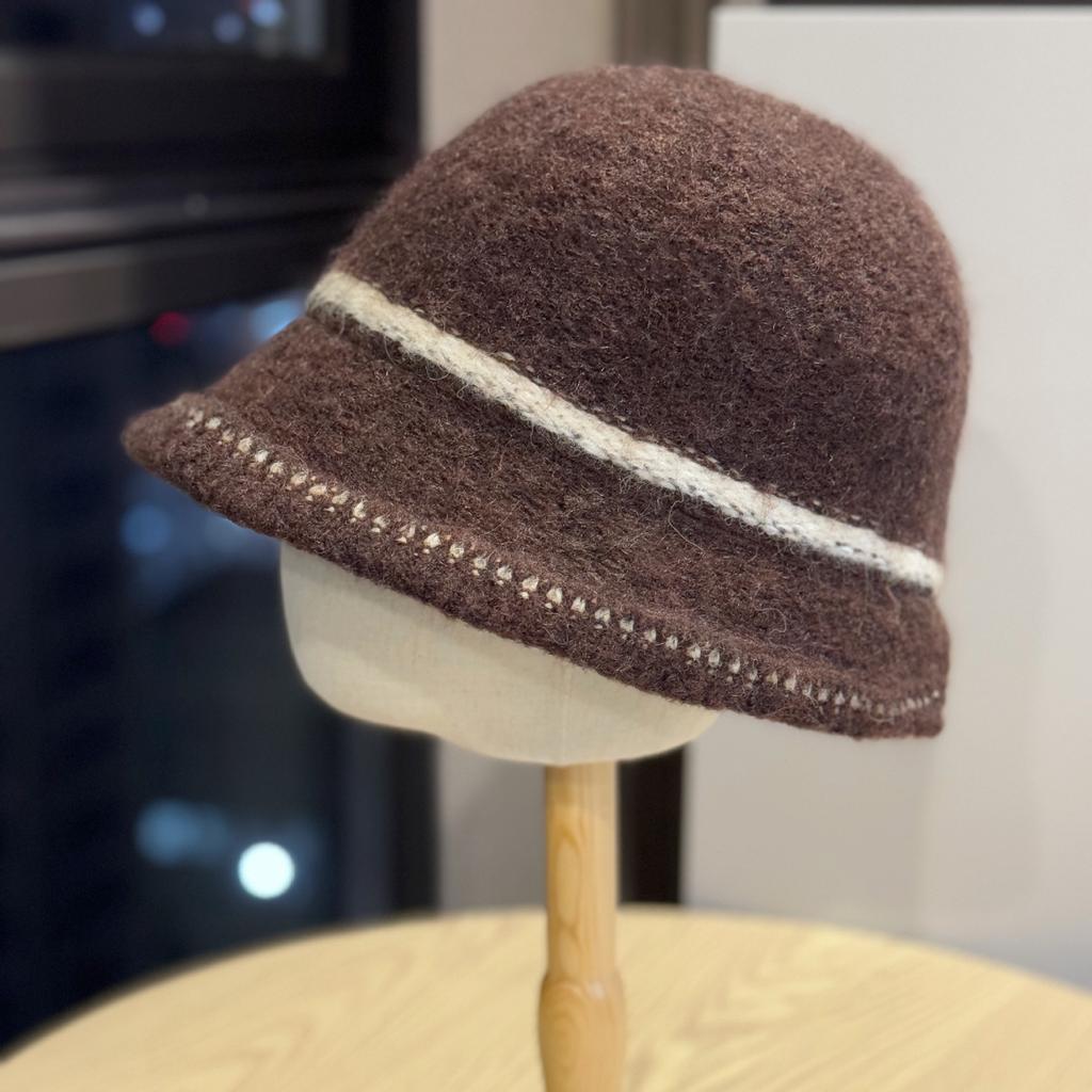 New Autumn and Winter Big Head Hat Women's Bucket Hat Women's Winter Warm and Face Showing Small Basin Hat Solid Color Striped Fisherman Hat