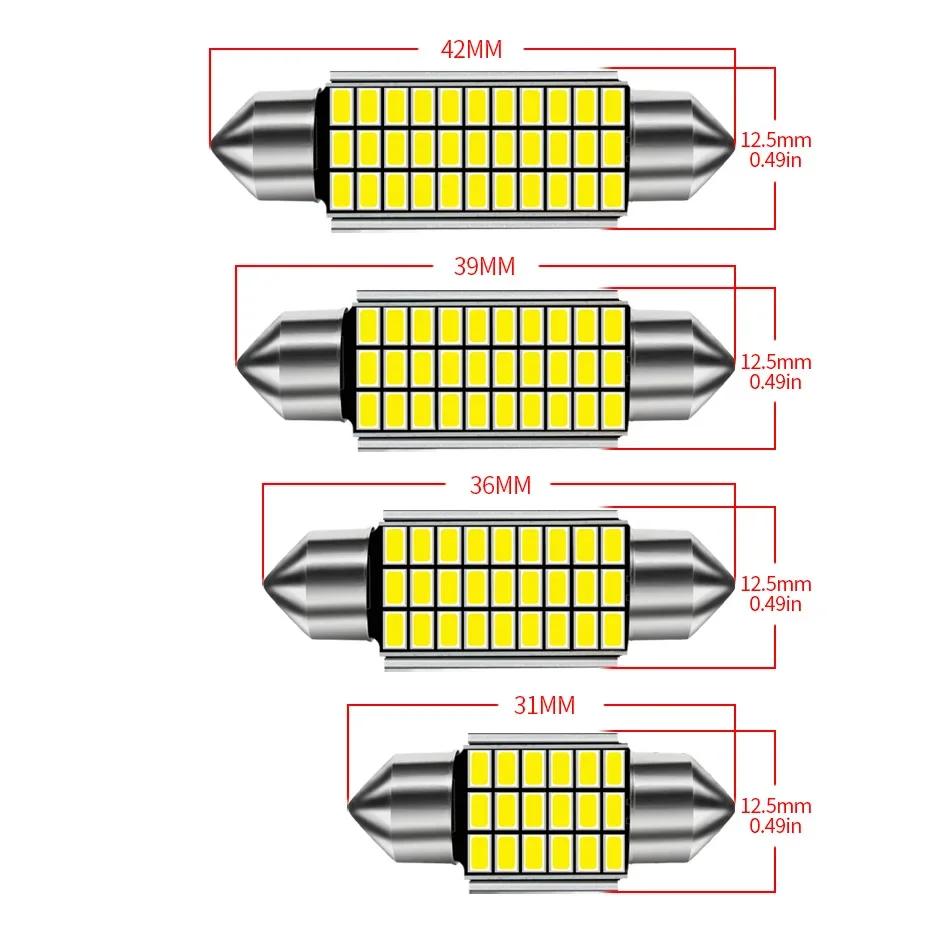 10PCS C5W LED Bulbs Canbus Festoon 31/36/39/41mm LED For Car Interior Dome Trunk License Plate Lights 12V 300LM 6500K White