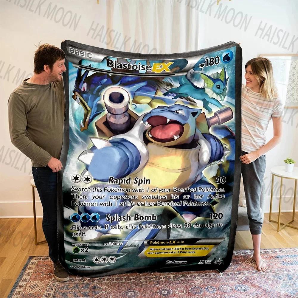 1PC Japan Pokemon Cards S-Squirtle Printed Blanket, Cozy and Warm Blanket for Sofa, Bed, Camping,Holiday Gift for Family Friends
