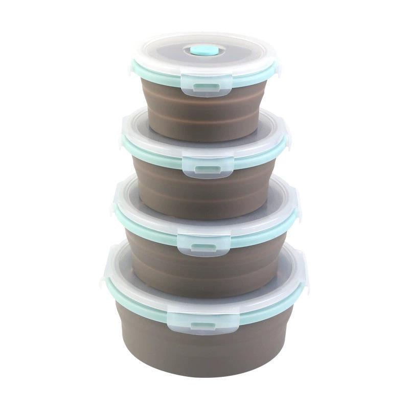 Portable Foldable Silicone Lunch Box Set - Microwave Safe, Fresh-Keeping Bento Bowls