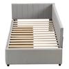 Adult Cot Velvet Upholstery Bed with 2 Drawers L-shaped Ergonomic Design Single Slatted Frame Backrest Strong Wood Slat Support Home Furniture