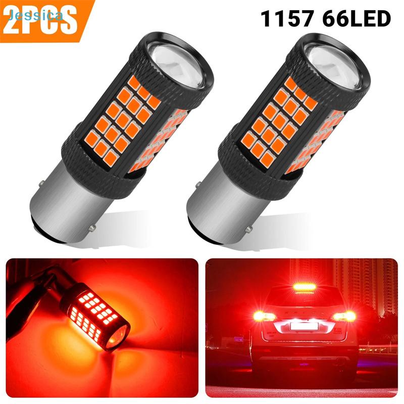 2PCS 1157 66-LED Red Brake Light Bulbs - Super Bright Tail Light Replacement for Cars