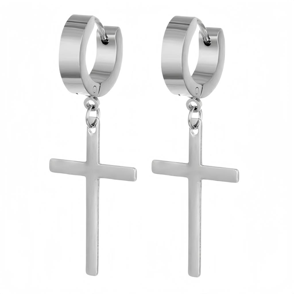 Premium Stainless Steel Hoops Earrings for Women Men With Simple Charms Cross Drop Dangle Design Hypoallergenicy Gothic Jewelry