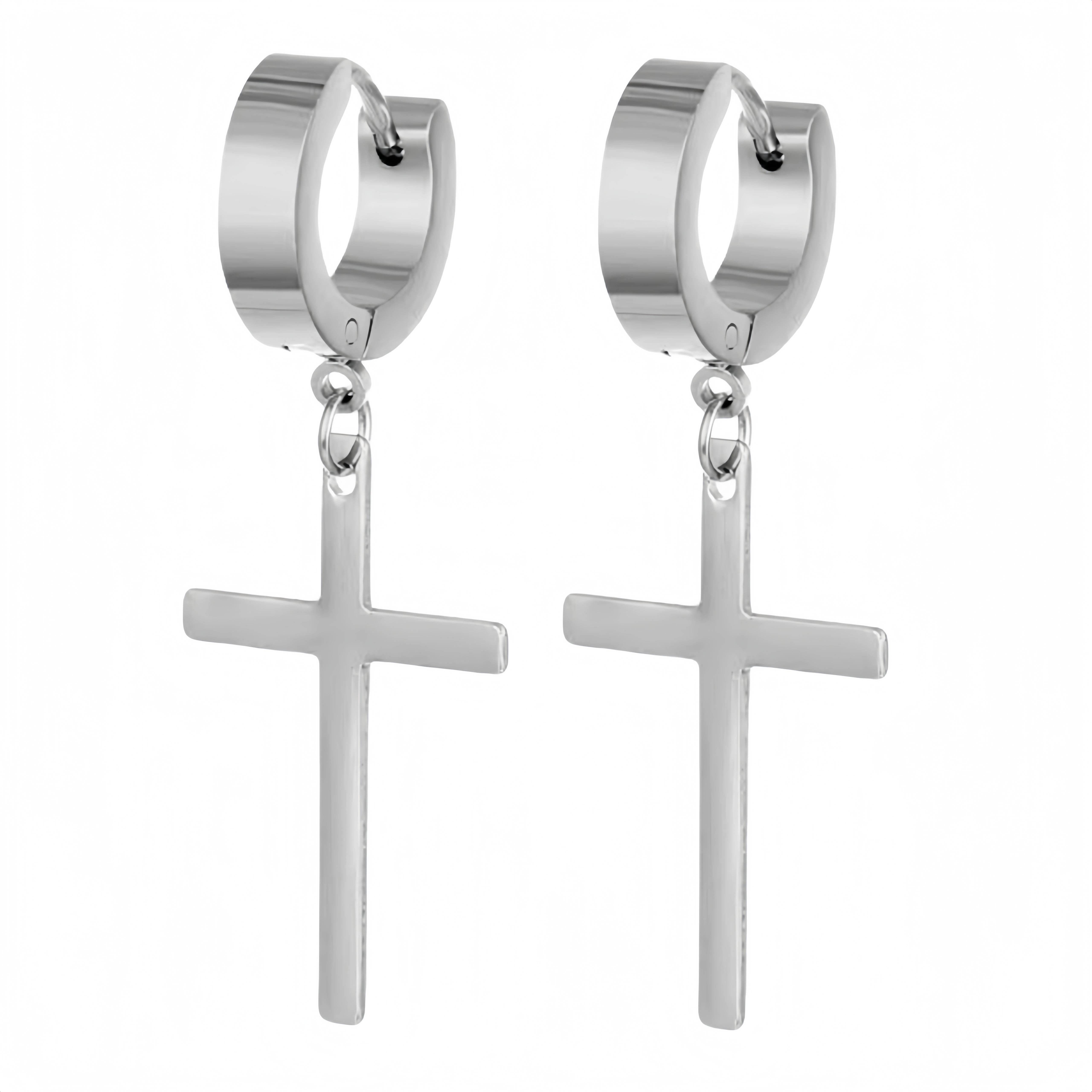 

Premium Stainless Steel Hoops Earrings for Women Men With Simple Charms Cross Drop Dangle Design Hypoallergenicy Gothic Jewelry
