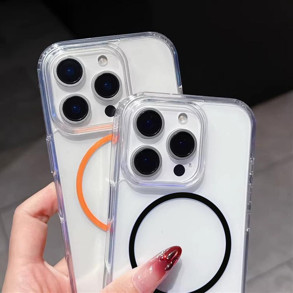 Magnetic Phone Case for iPhone 11 12 14 16 Pro 16 15 14 13 12 Pro Max 16e 13 14 11 High Quality Transparent Shockproof Shell
