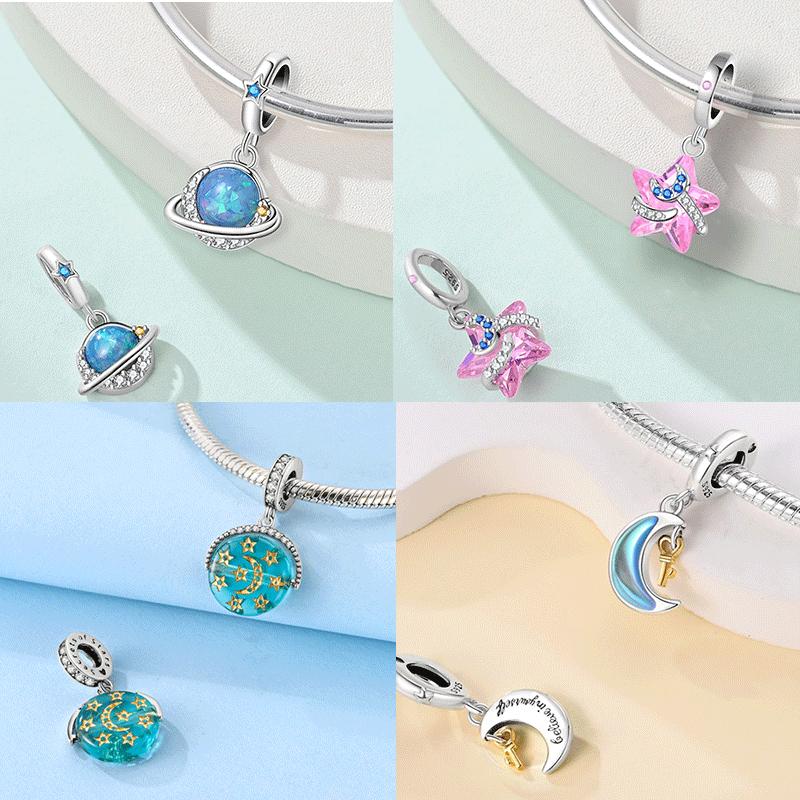 Zircon Moon Stars Planets Pendant Charm Bead Charms Bead Charms Compatible With Do It Yourself Women Copper Jewellery Authentic Bracelets Necklaces Fi