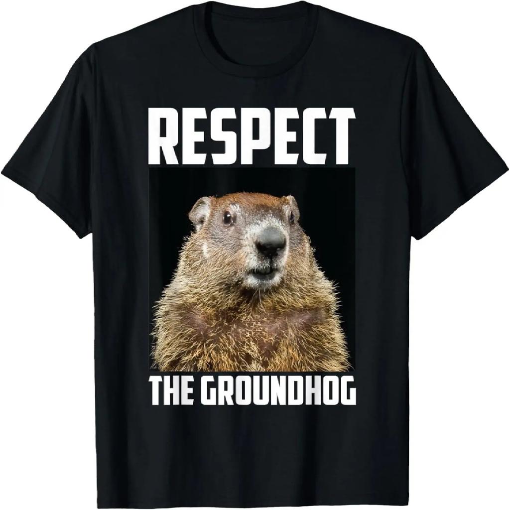 Respektiere das Murmeltier Woodchuck Foto Murmeltiertag T-Shirt T-Shirt
