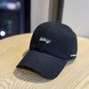 Korean-style Versatile Vintage Washed Cotton Soft-top Baseball Cap, Couple's Sunshade Cap with Simple Letter Embroidery, Trendy Duckbill Cap