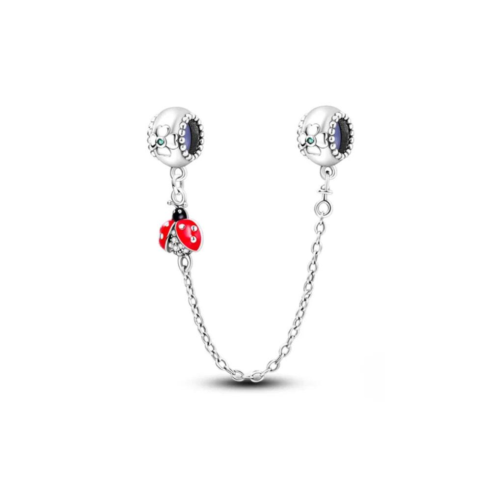 European Copper Original Rose Leaf Safety Chain Charm Beads Diy Gift Fit Original Pand Bracelet For Women