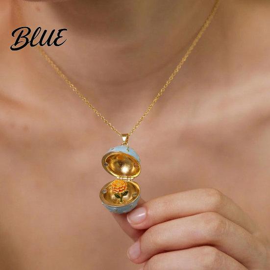 Stunning Flower Pendant Necklace Openable Oval Necklace Dainty Birth January