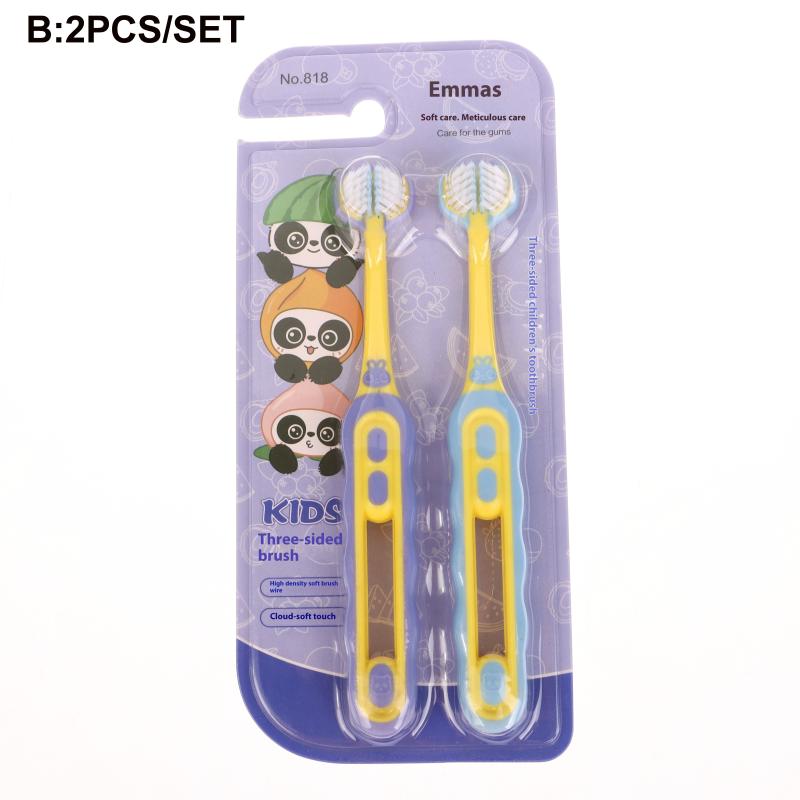 

2 шт. Детская зубная щетка трехсторонняя с мягкой щетиной для отбеливания зубов для детей в возрасте 3-12 лет уход за полостью рта
