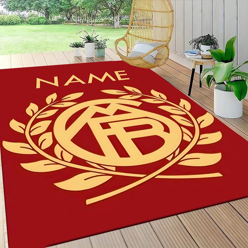 Custom Name Royal Soccer Team Crest Carpet Rug Customizable Soft Washable Anti-Slip Home Living Room Sofa Mats Personalized Rug. 0909209