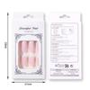 24Pcs Short Square Coffin False Nails French Glitter Wearable Fake Nails Acrylic Full Cover Women Ballet Press On Nails Tips