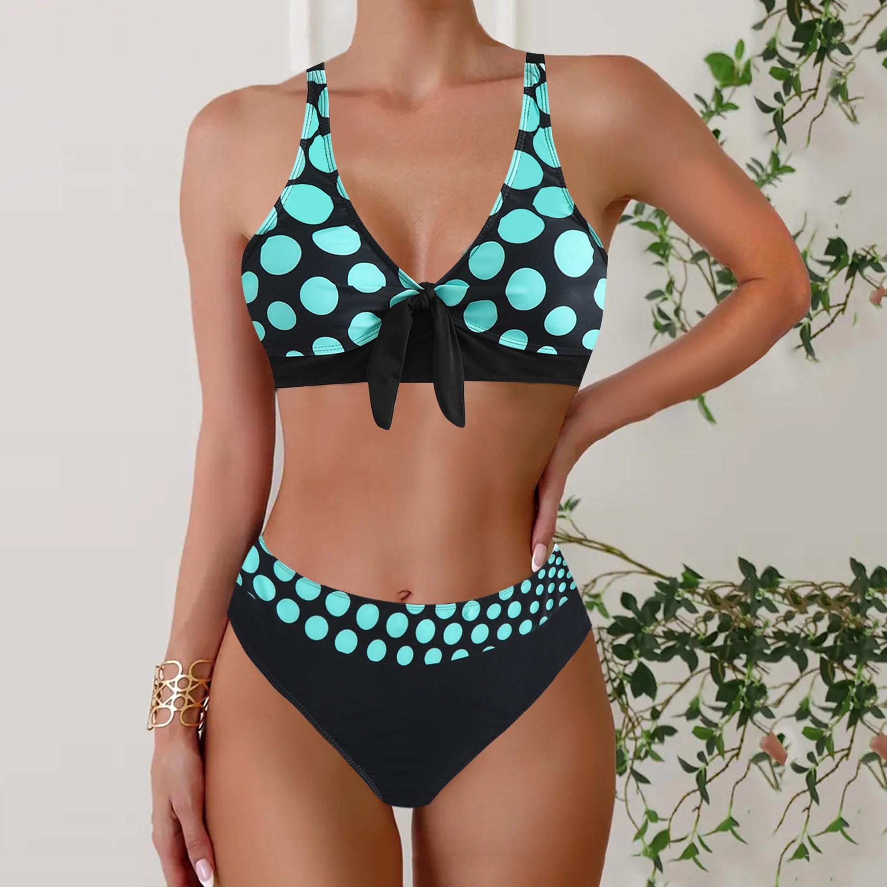 Sexy bikini split bikini halter swimsuit gather swimsuit S синий