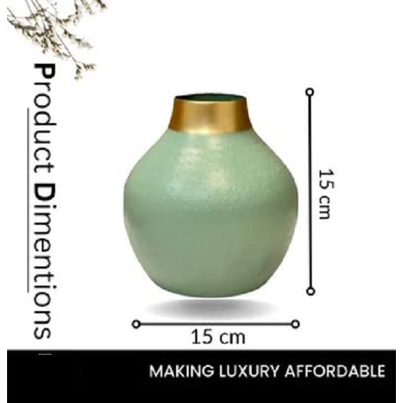 Cast Iron Metal Flower Vase for Home Decor and Living Room Vintage Antique Decor (Aqua)