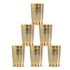 Pure Brass Glass Tumbler with Embossed Design, for Drinking Serving Water, Yoga & Ayurveda, Volume-300 ML, Set of 6