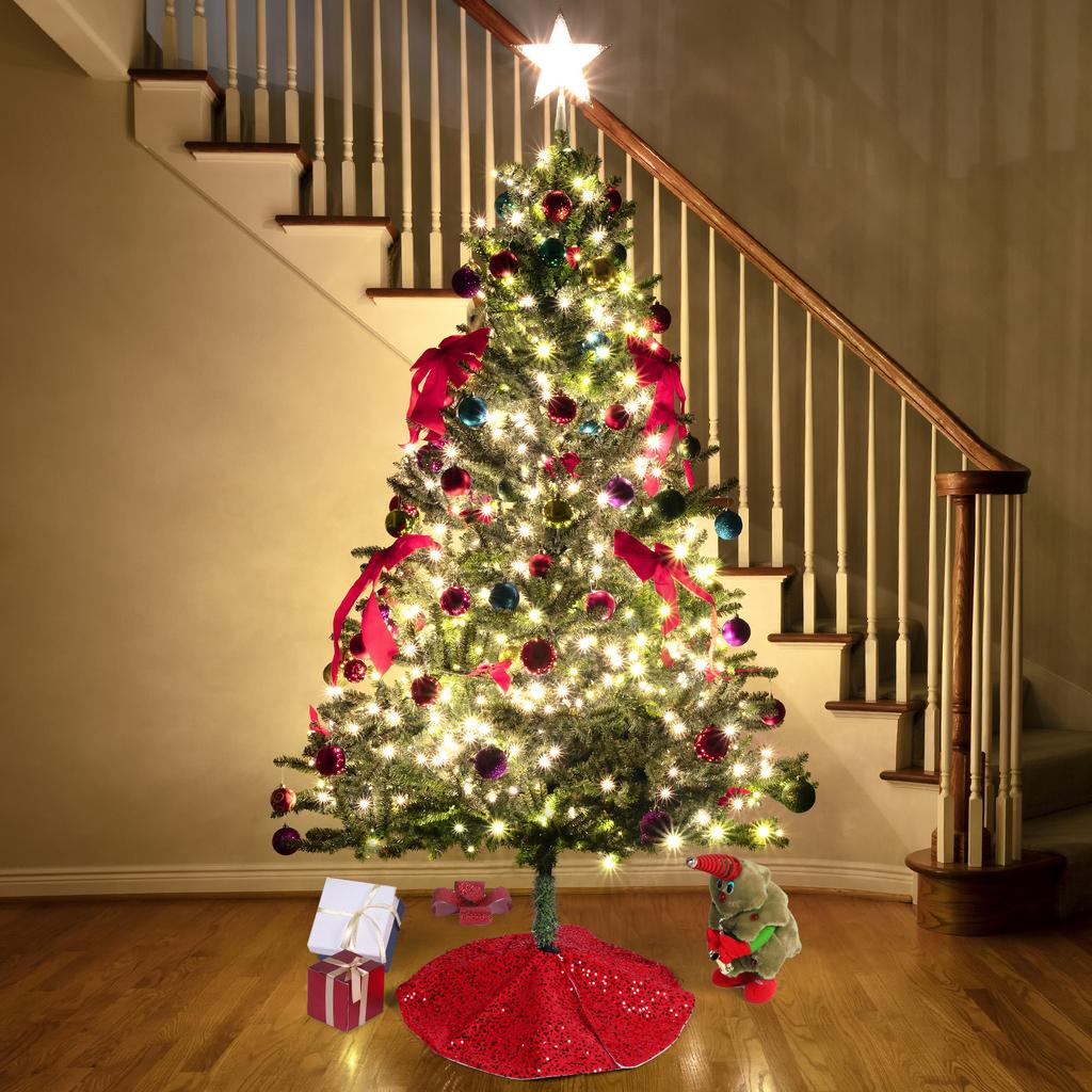 Christmas Tree Skirt with Small Sequins Red Tree Skirts Sparkling Sequin Tree Skirt for Winter Party Indoor Outdoor Decorations