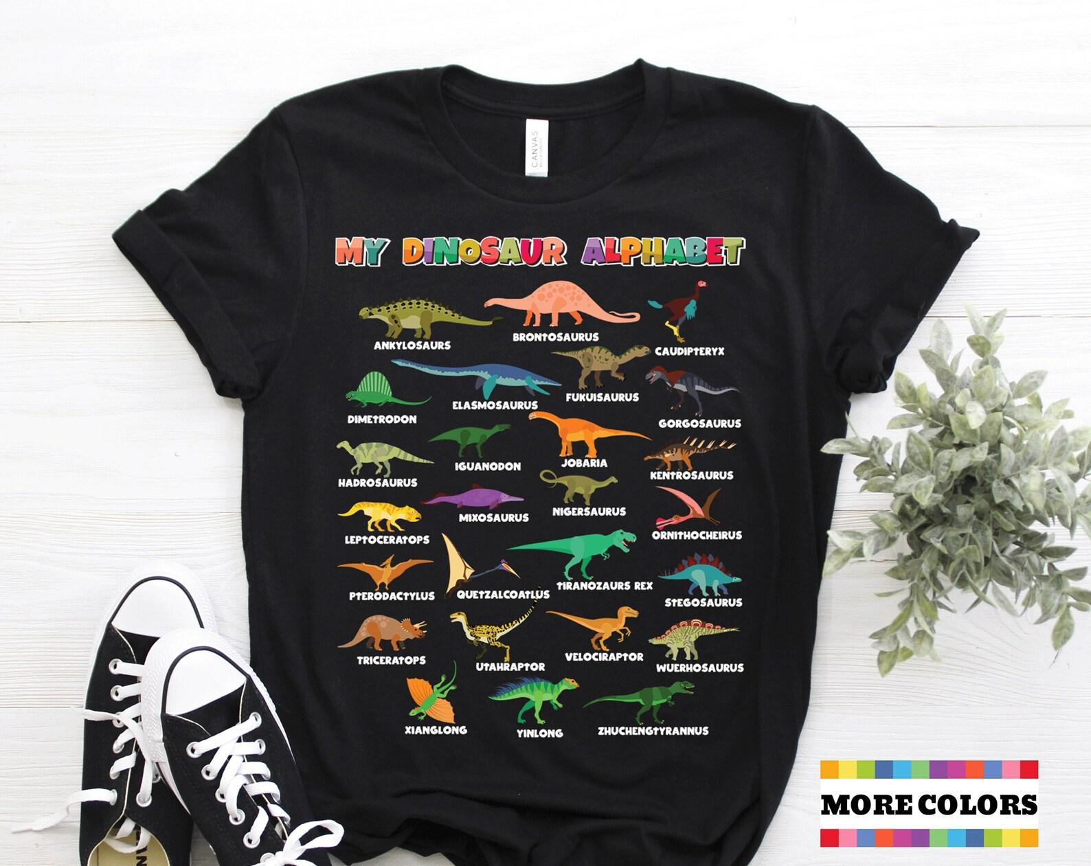 Dinosaur Alphabet ABC T-shirt, T-Rex Dinosaurs Lover Paleontology Paleontologist Present, Dino Birthday Gift Tyrannosaurus Rex Outfit Shirt 160