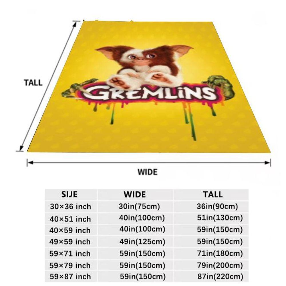Manta Adorable de la Película Gremlins - Suave y Mullida Manta de Forro Polar con Adorable Personaje Gremlin sobre Fondo Amarillo Vibrante - Perfe