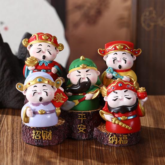 Kreslená figurka Boha bohatství, ručně malovaná soška čínských nesmrtelných, pryskyřičná socha, domácí kancelářská stolní dekorace, ozdoba