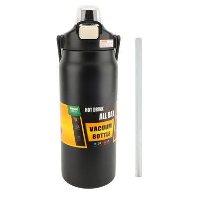 Bouteille de Sport Isolée Noire 1200ml Grande Capacité Acier Inoxydable 304 Double Boisson Isolée