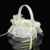 Eleganter Hochzeitszeremonie Blumenkorb Blumenmädchenkorb mit Spitze umwickelter, leicht zu haltender Griff Blumenkorb für Braut