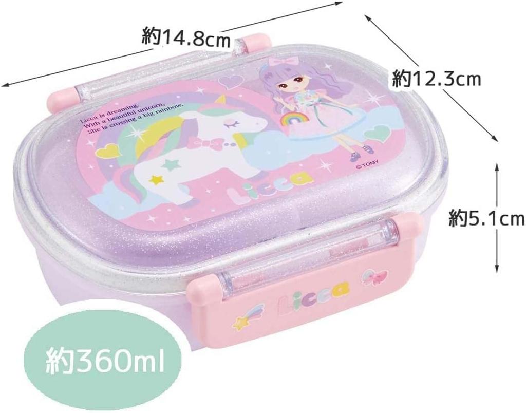 Skater Bento 360ml Fluffy Made in Single Dishwasher and Microwave Children's Box, Capacity, Lid, Japan, Tier, Safe, Licca-chan 23, Girl's Design,