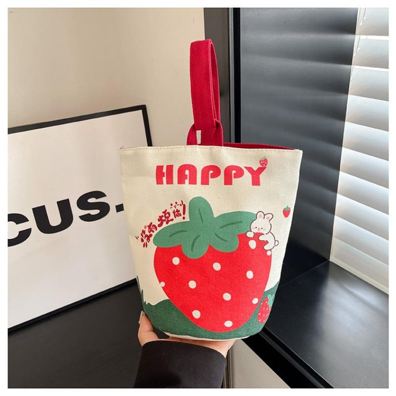 Original Cartoon Canvas Bucket Bag Full Moon Banquet Gift Cloth Bag Going Out Kindergarten Cute Little Bag