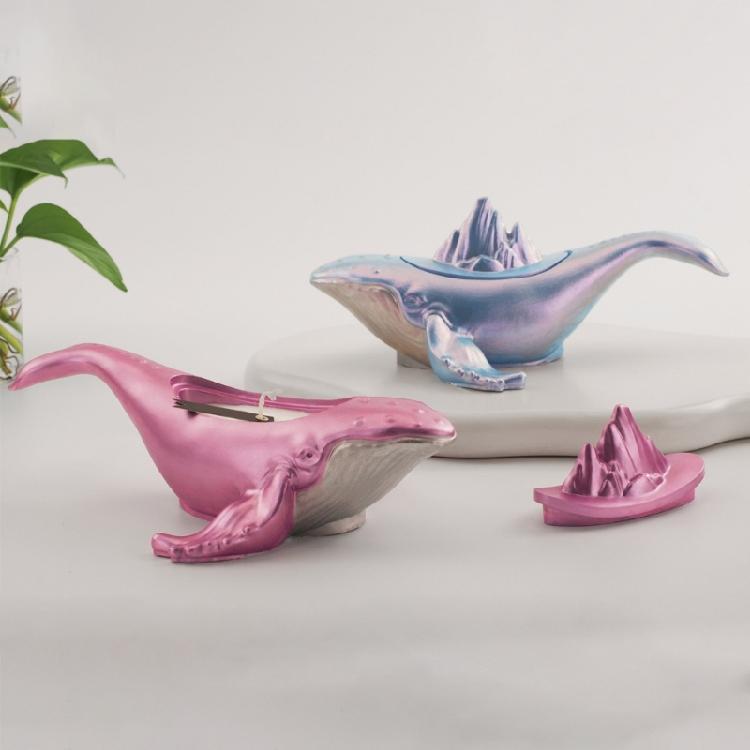 Multipurpose Silicone Resin Box Mold Large Jewelry Storage Containers with Lids Mould Whale Shape Candle Cup Making Mold